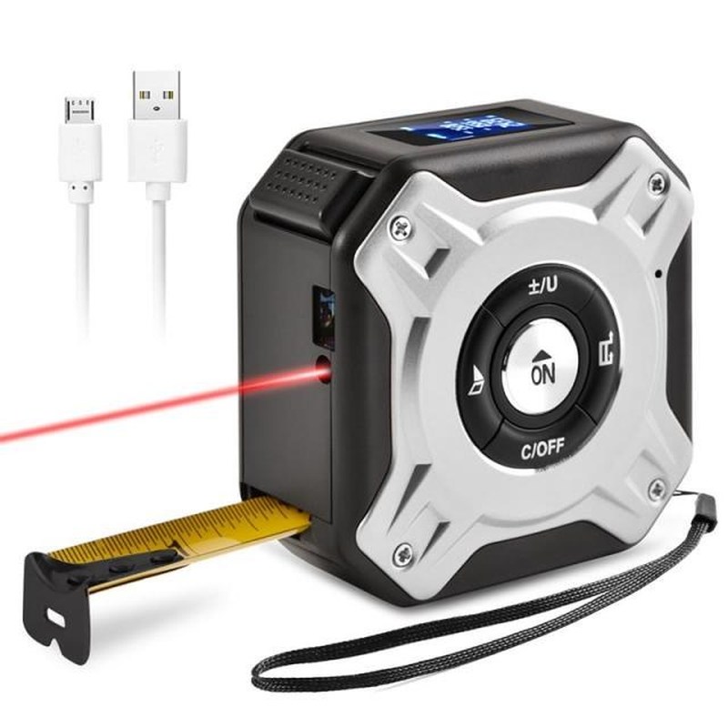 USB Rechargeable 40m Measure Digital Tape With Roll Cord Mod