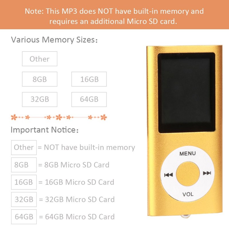 Hifi Mini Mp3 Player Music Sports Walkman with Earphone Fm R