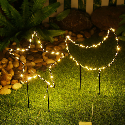 LED Garden Light Battery Powered Star Moon Shaped Lawn Lamp