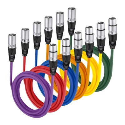Neewer 6 Pack 6.5ft/2M XLR Male To XLR Female Color Microph