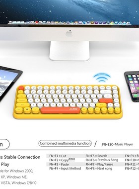 Ajazz 308i Wireless Bluetooth Keyboard 84 Classic Round Key