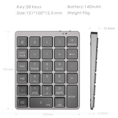AVATTO N970 Wireless Bluetooth Numeric Keypad with USB HUB