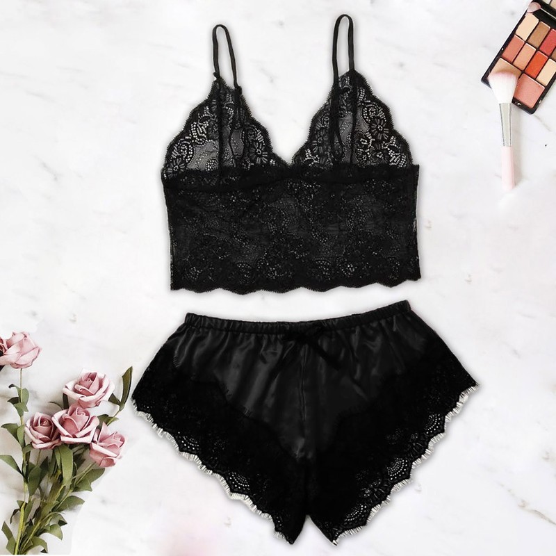 New Lace Pijama Dot Print Women's Pajama Sets V-Neck