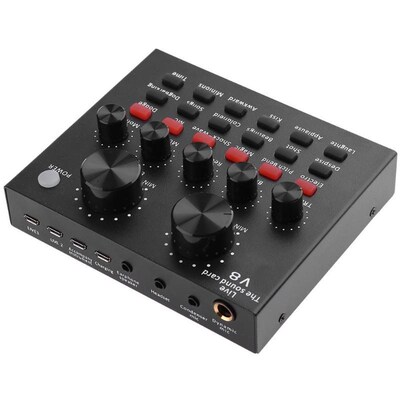 V8 Audio USB Headset Microphone Webcast Live Sound Card for