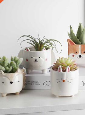 Ceramic flower pot Cartoon Animal plant macetas balcony deco
