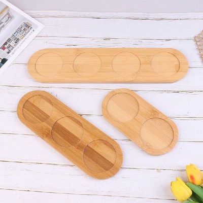Bamboo Tray Oval Shape Wood Saucer Mini Plant Flower Pot