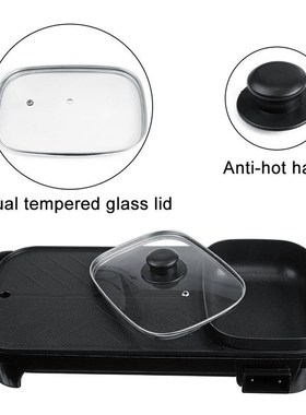 2in1 Electric Griddles Hot Pot Non-stick Electric Grill Indo