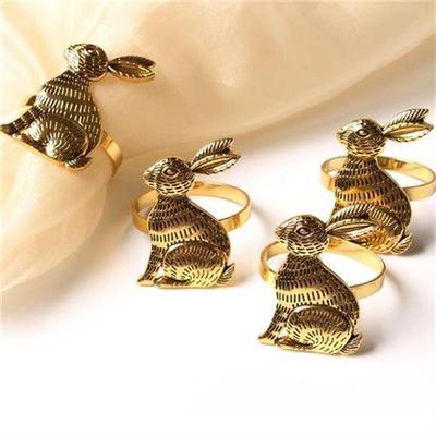 1/6Pcs Bunny Ears Napkin Rings Easter Rabbit Napkin Ring