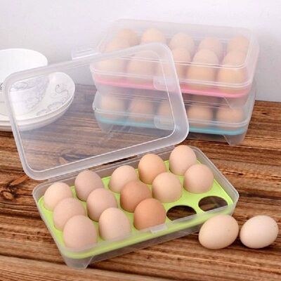 Home 15 Grids Egg Storage Box Kitchen Stackable