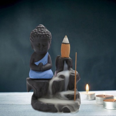 1pcs burner Little Monk Buddha Incense 20pcs Incense Cones b