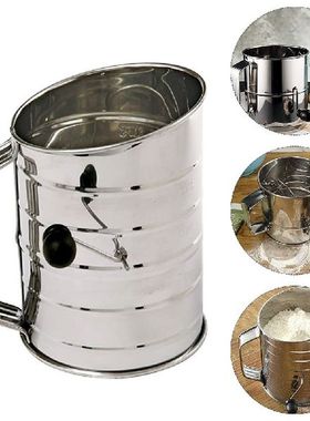 Sifter Flour Baking Sieve Cup Hand Crank Strainer Kitchen