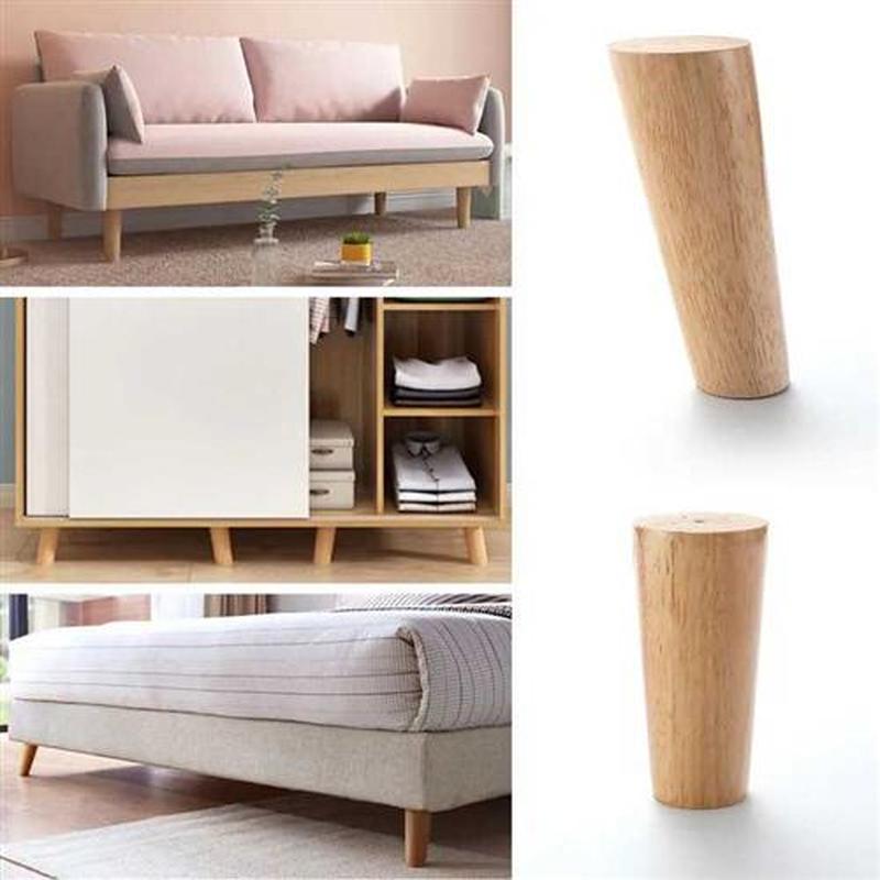 4 Pieces of Solid Wood Furniture Legs and Feet Oblique Cone