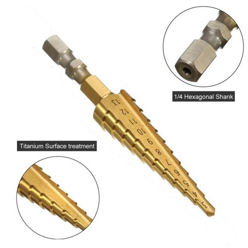 1PC 3-13mm HSS Titanium Coated Stepped Drill Power Tools Set