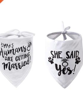 Dog Wedding Bandana Married Engagement Pet Triangle Bibs Sca