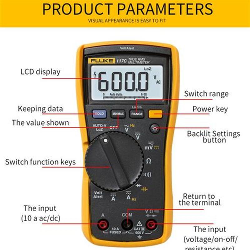 Fluke 117 C Multimeter Tester Digital Multifunction Multimet