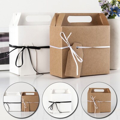 Large Kraft Paper Box Gifts With Handle Wedding White Cardbo