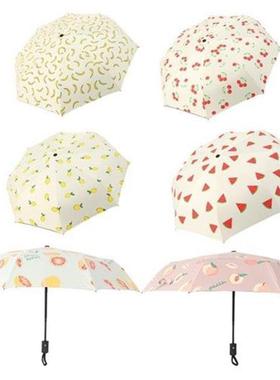 Three Folding Automatic Foldable Fruit Umbrella Peach Waterm