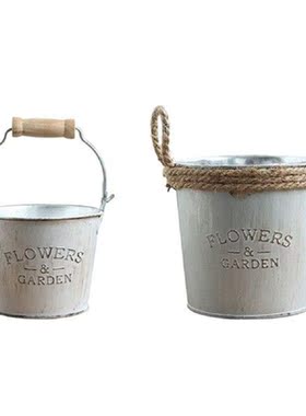 2PCS Flower Bucket Flowerpot Succulent Holder Vintage
