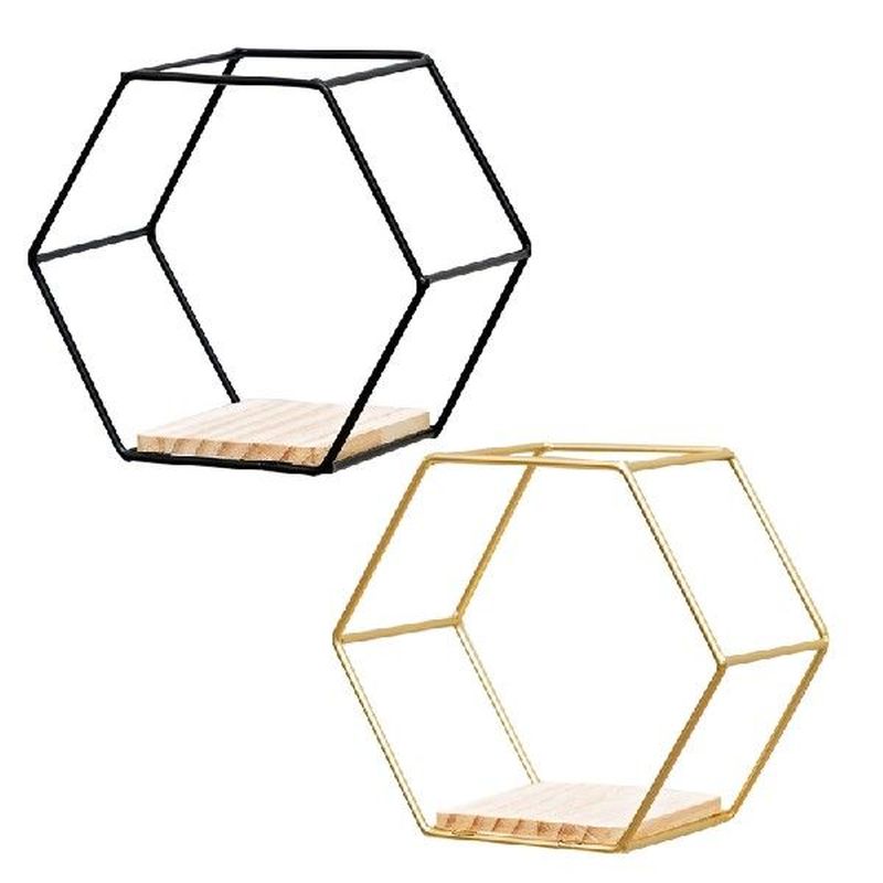 Nordic Style Wall Mounted Floating Hexagon Shelf Metal Iron