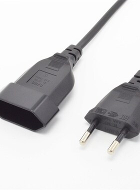 EU Euro 2Prong CEE Male to Female Power Extension Cord Cable