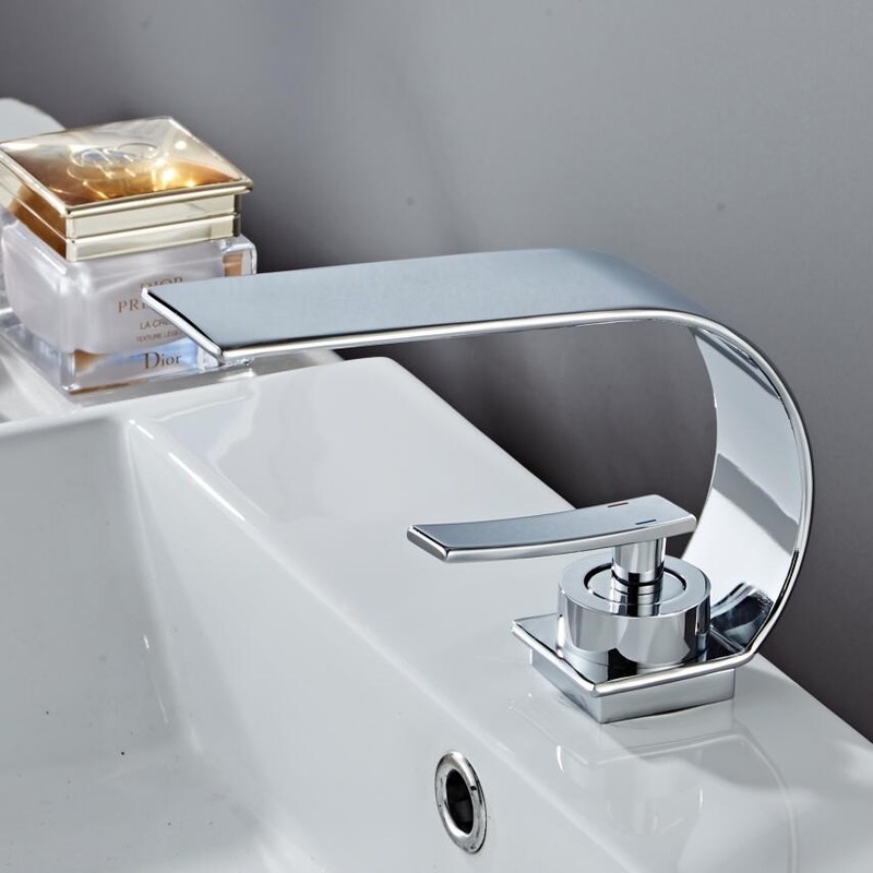 Copper Single Hole Dual Handles Hot and Cold Basin Mixer Fau