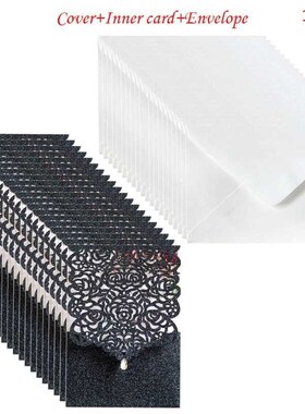 10pcs Cut Glitte Rose Invitations Card with Rhinestone Kits