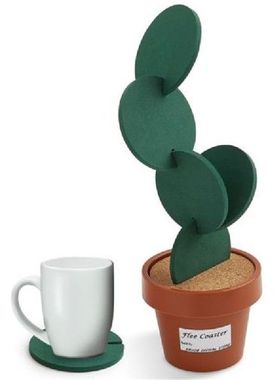 Novelty 6PCS Table Mat for Coaster Cup Flower Cactus Shaped