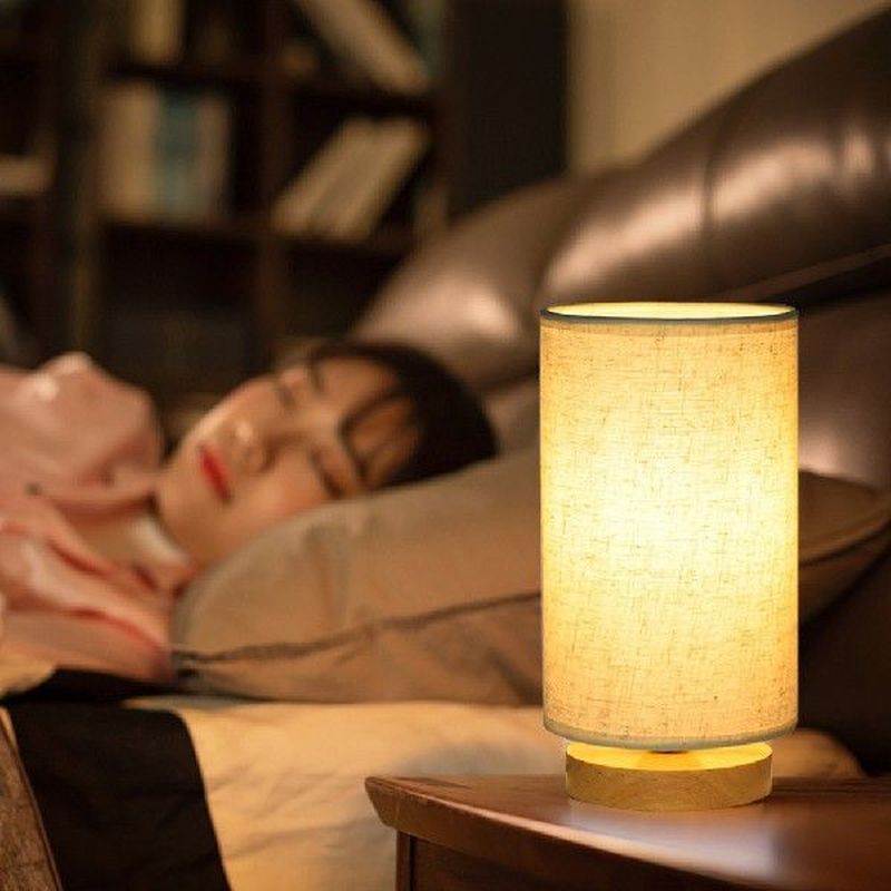 Nordic Solid Wood LED Table Lamp E27 Spiral Bulb Living