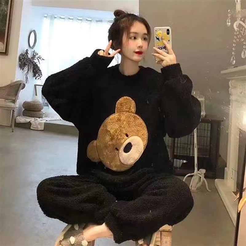 Flannel Warm Pyjamas Winter Coral Fleece Long Sleeve Cartoon