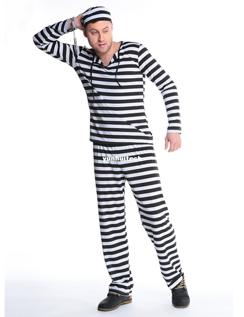 Mens Prisoner Costume Adult Halloween Costume for M