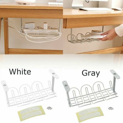 Under Desk Cable Management Tray Wire Cord Power Strip Adapt
