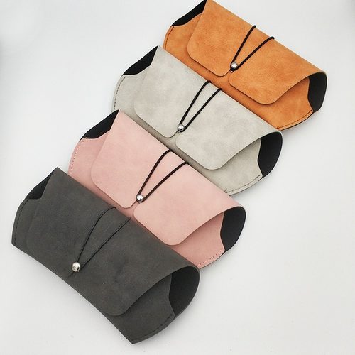 New 1pcs Men Women Matte Leather Sunglasses Case Fold-able