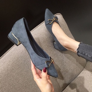 button Fashion women new2021 shoes low metal heel