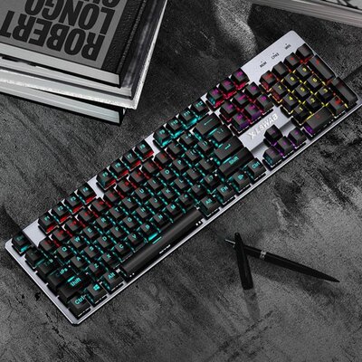 Gaming Mechanical Keyboard Wired 104 Keys Keyboard with Back