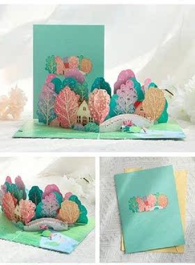 N7MD 3D  Up Summer Greeting Memorial Card Small Cards