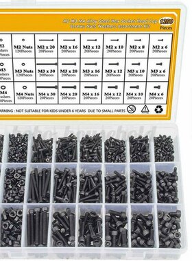 1200pcs/set M2 M3 M4 Hex Button Socket Head Cap Screw Kit St