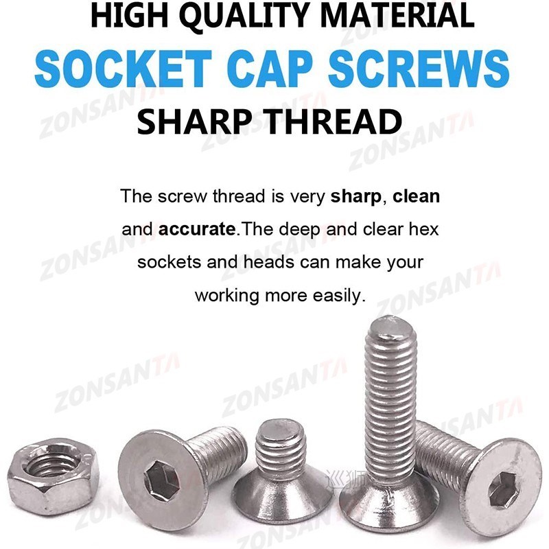 440pcs Hex Socket Flat Head Screws Bolts and Nuts Set M3 M4