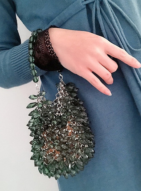 Green Bead Bag Womens Handbags and Purses New Handmade Small