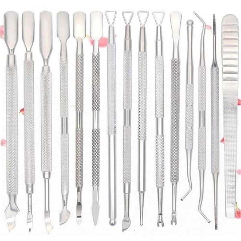 Dual-head Nail Cuticle Pusher Spoon Stainless Steel UV Gel