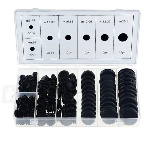 170PCS Black Rubber Grommet Firewall Hole Plug Retaining Rin