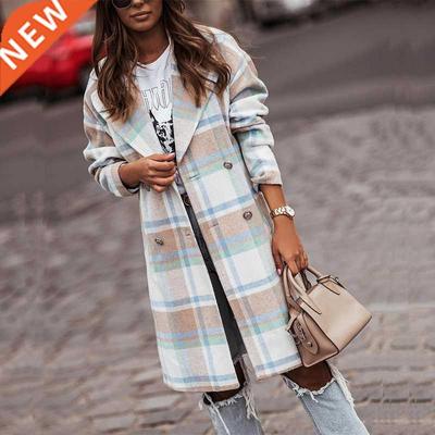 Fashion Vintage Plaid Pattern Winter Women Outerwear Elegant