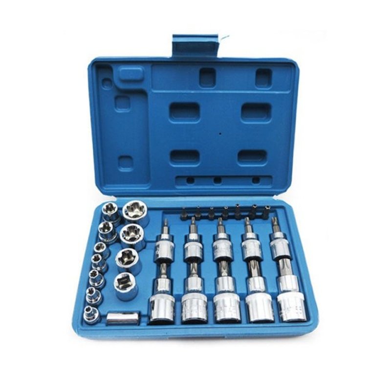 Male Tamper Proof Star Bit & Female E Socket Set Torx Dr