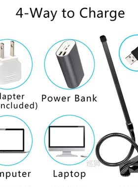 8W LED Clip on Lamp Desk Light with 3 Modes 2M Cable Dimmer