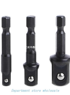 3 Pcs Socket Adapter Set Hex Shank to 1/4 3/8 1/2 Inch Impac