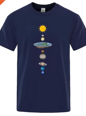 Cosmic Solar System Planets Print Man T-shirt Oversized Loos
