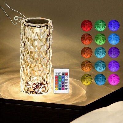 USB Rechargable 16 Colors Changing Crystal Diamond Table