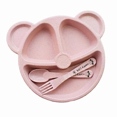 4Color Creative Bamboo Fiber Dinner Plate Divided Dining Dis