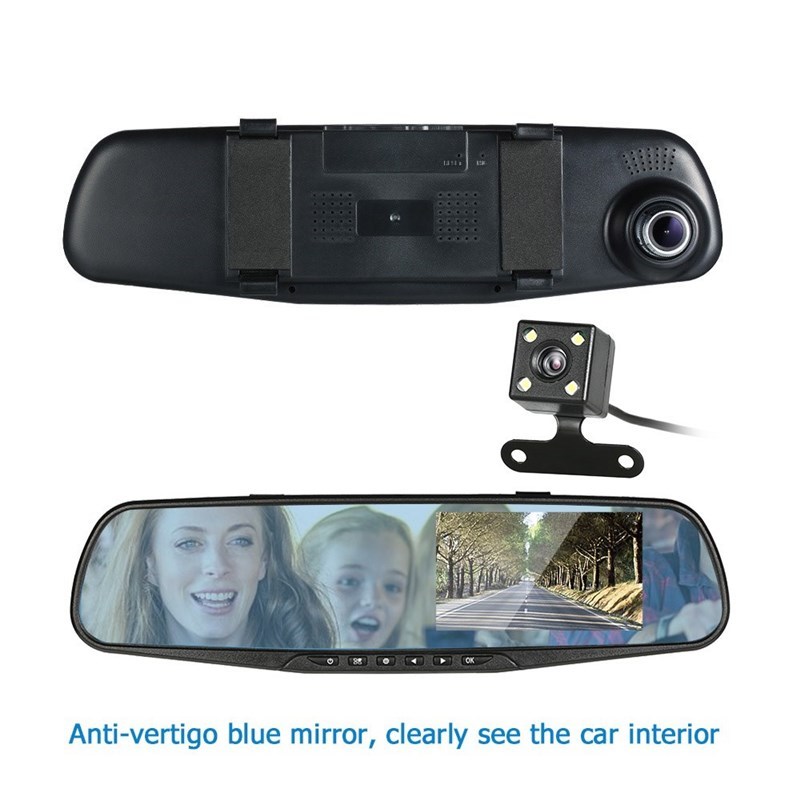 4.3'' Dual Lens Car DVR Camera Dash Cam Rear View Mi