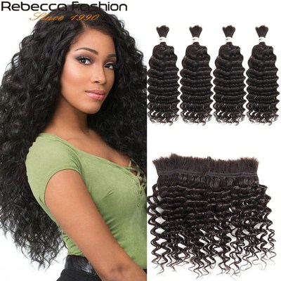 Rebecca Malaysian Deep Wave 4 PCS Human Hair Braiding Bulk N