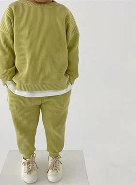 Korean Baby Cotton Kintting Clothing Sets Kids Boys Girls Sp